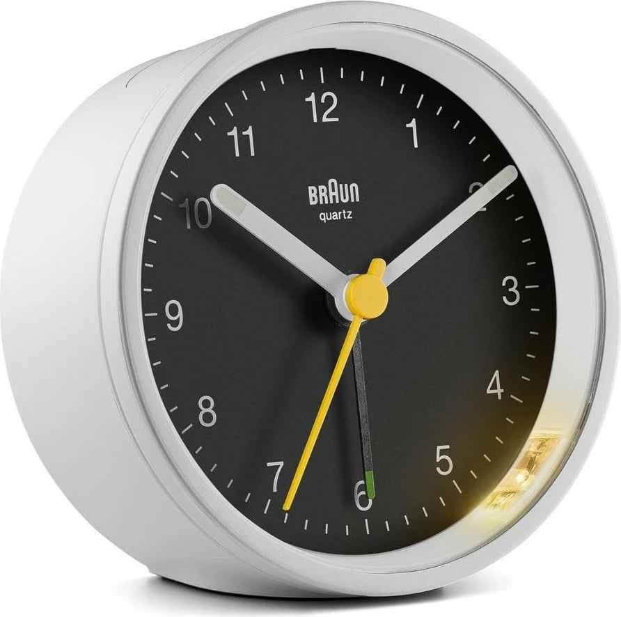 Orë alarmi Braun BC12WB, kuarc, 12h, buzzer, e zezë/bardhë