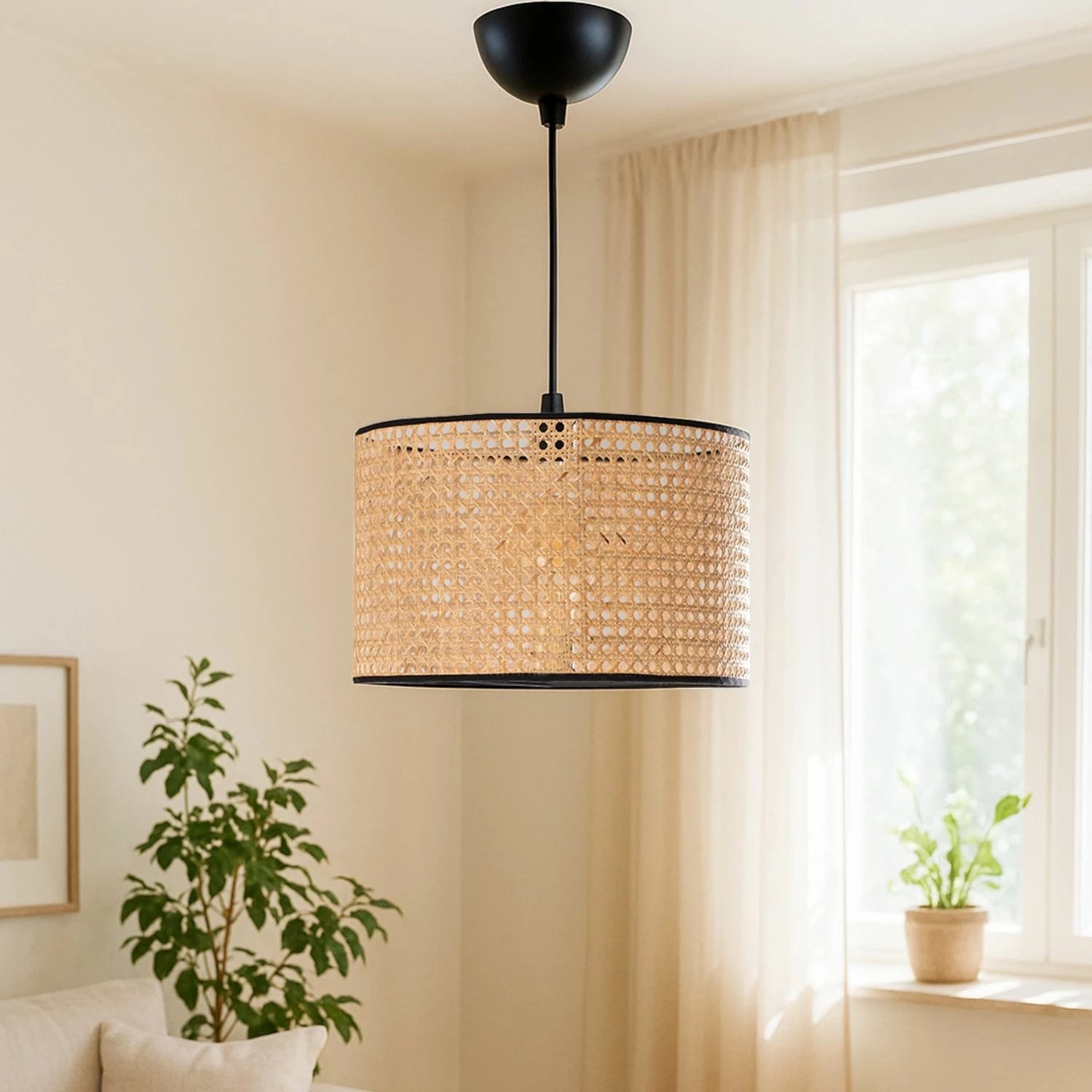 Llambë tavani Opviq, ratan, krem dhe e zezë, AYD-3277