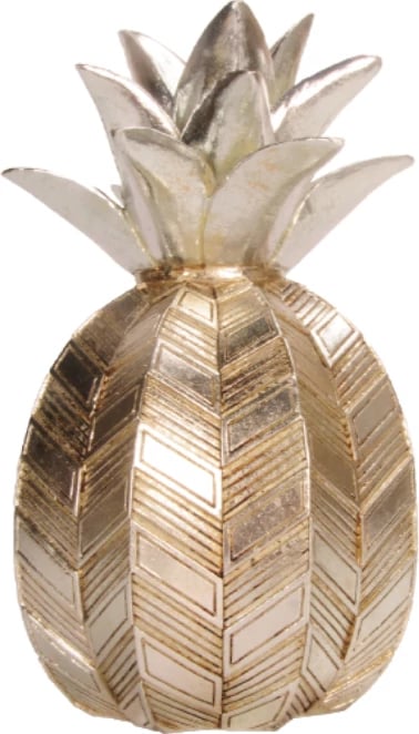 Dekor ananas, polirezine, ngjyrë argjendi, 13x13x22cm