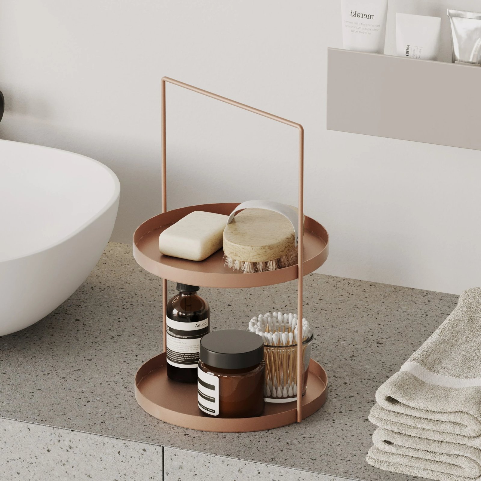 Aksesor dekorativ metalik, dy nivele, ngjyrë bakri, Tılos-A, Aberto Design