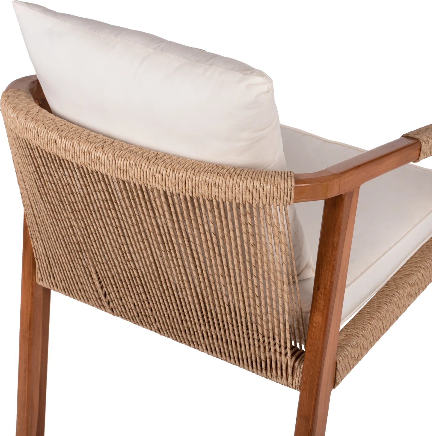 Karrige me krahë, dru teak, litar dhe jastëkë, FH9456.01, 57x63.5x75-88H cm