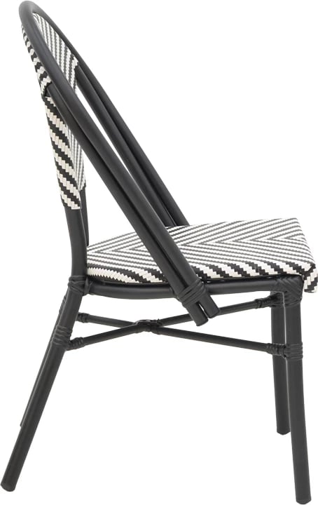 Karrige Uarmin e grumbullueshme, alumini e zezë dhe tekstilene bardhë e zi, 46x57x85cm