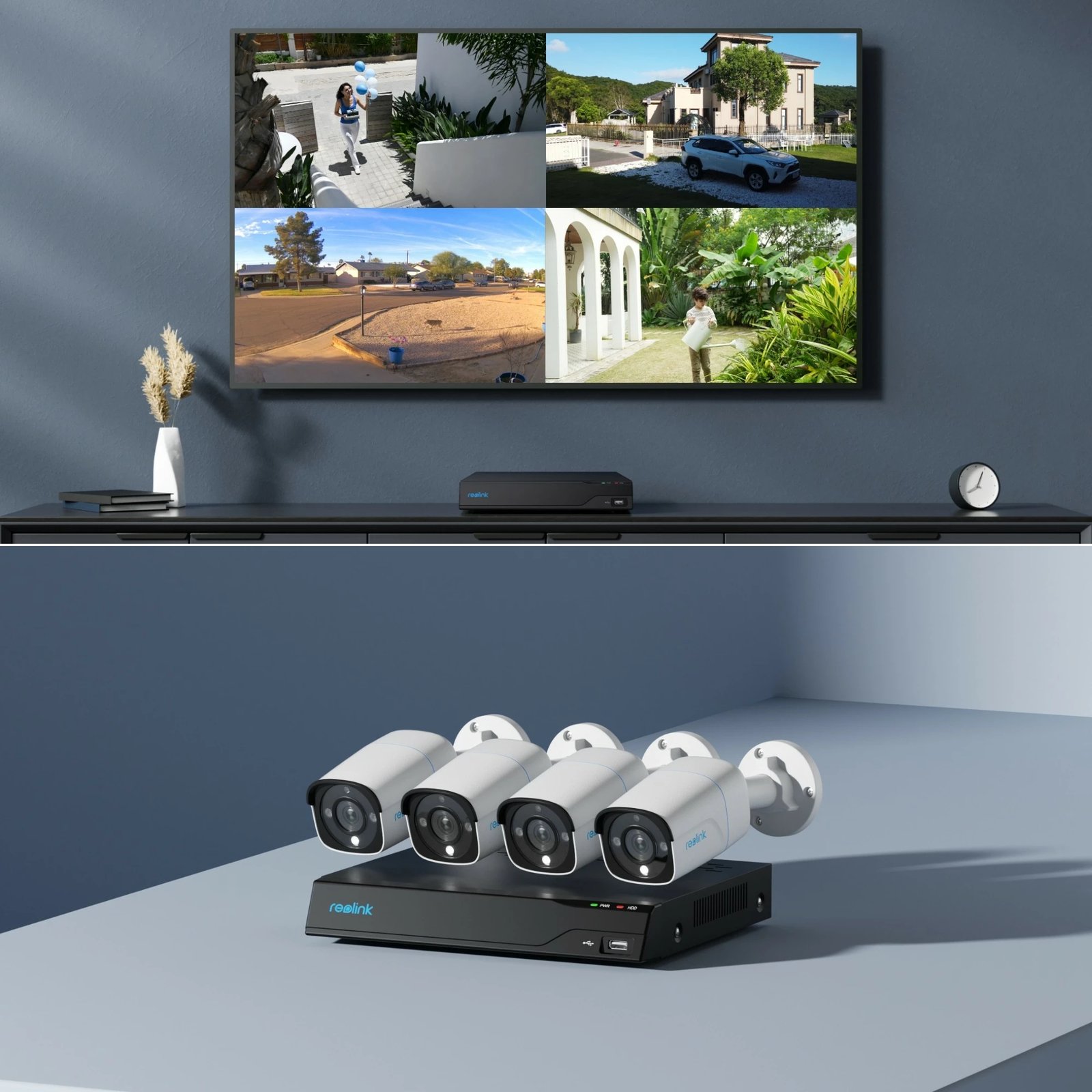 Sistem sigurie Reolink NVS8-8MB4, 4K UHD, 8 kanale, 100 ft natë e qartë, detektim i zgjuar, me kabllo, brenda/jashtë