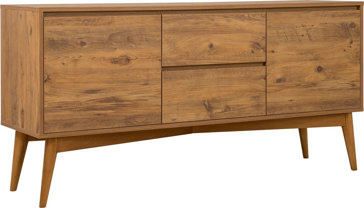 Set tavoline me karrige dhe konsol, zgjatues, 5 pjesë, Skye Decor, Vina 02 0701, ngjyrë lis Atlantik, gri