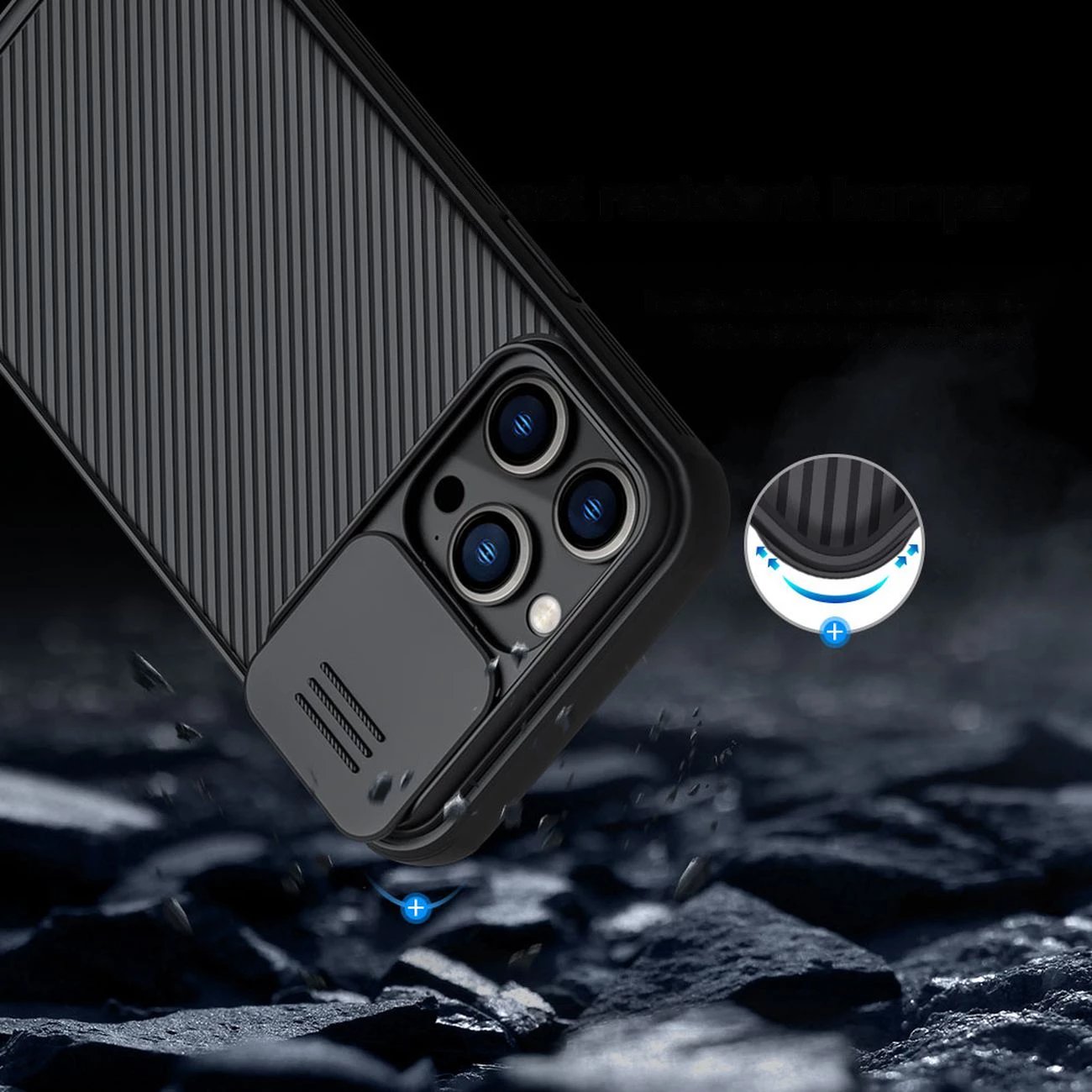 Mbështjellës Nillkin CamShield Pro për iPhone 14 Pro Max, me kapak kamere, Kaltër Mbështjellës Nillkin CamShield Pro për iPhone 14 Pro Max, me kapak kamere, Kaltër