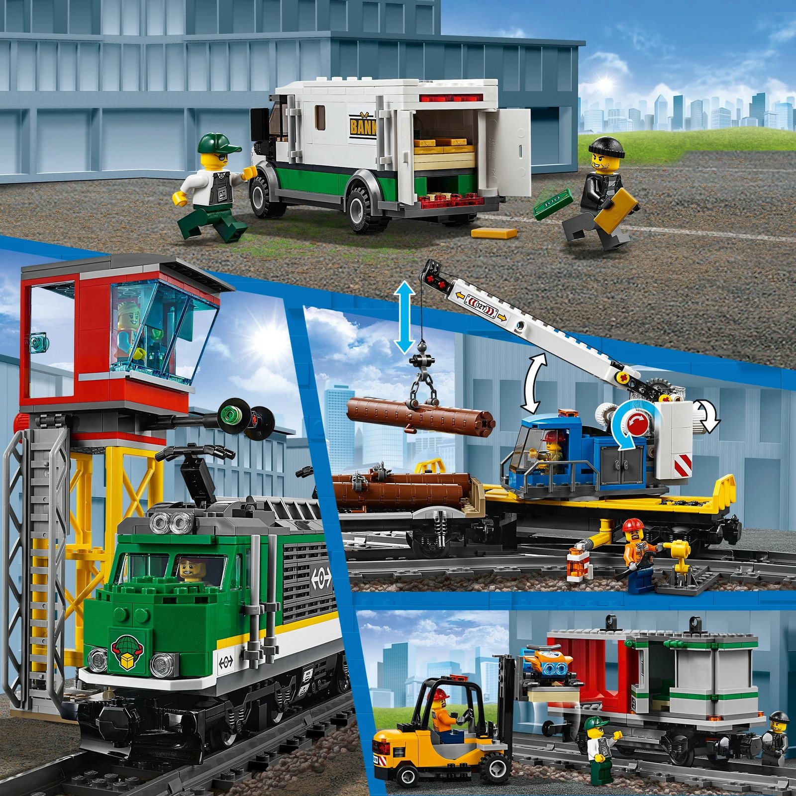 Set ndërtimi LEGO City Cargo Train Power Functions 60198, 1226 pjesë, 6+ vjeç, shumëngjyrësh