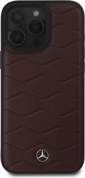 Mbështjellës Mercedes MB Waves për iPhone 16 Pro Max, lëkurë, Kuq