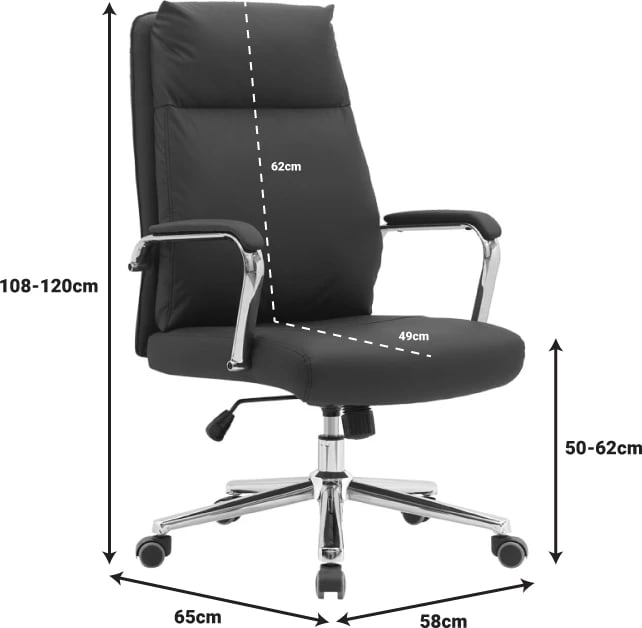 Karrige menaxheri për zyre, lëkurë artificiale e zezë, Siquel