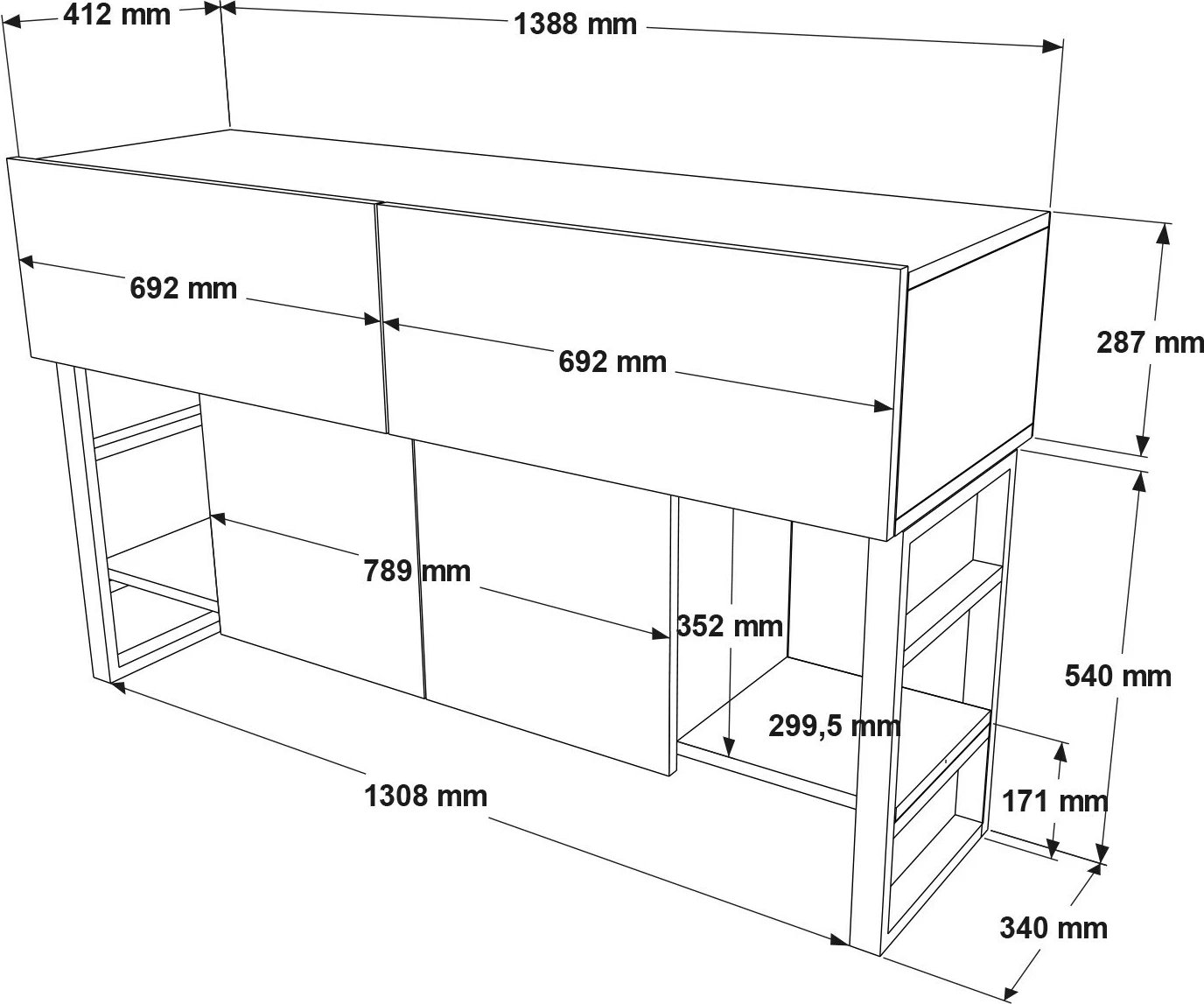 Konsol Hanah Home, ngjyrë Atlantic Pine, Ml25-A