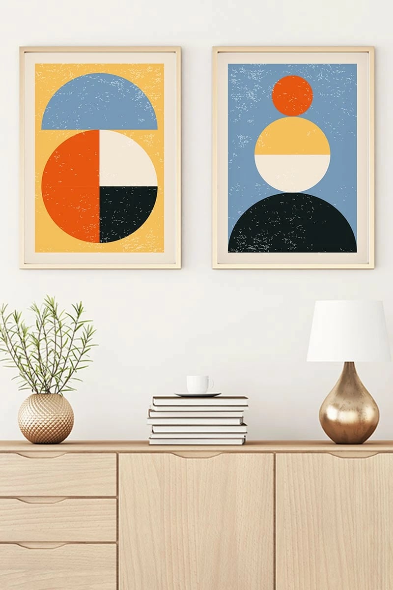 Pikturë dekorative me kornizë, 2 copë, MDF, Wallity, Huhu14, 50x35cm