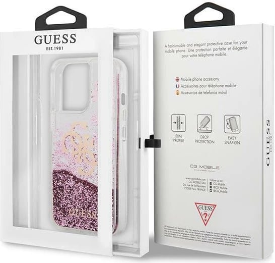Mbështjellës Guess GUHCP13XLG4GPI për iPhone 13 Pro Max 6.7", hardcase, 4G Big Liquid Glitter, rozë Mbështjellës Guess GUHCP13XLG4GPI për iPhone 13 Pro Max 6.7", hardcase, 4G Big Liquid Glitter, rozë