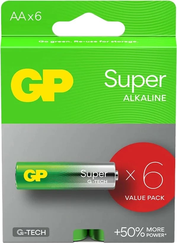 Bateri alkaline GP Super G-TECH, AA/LR6, 6 copë