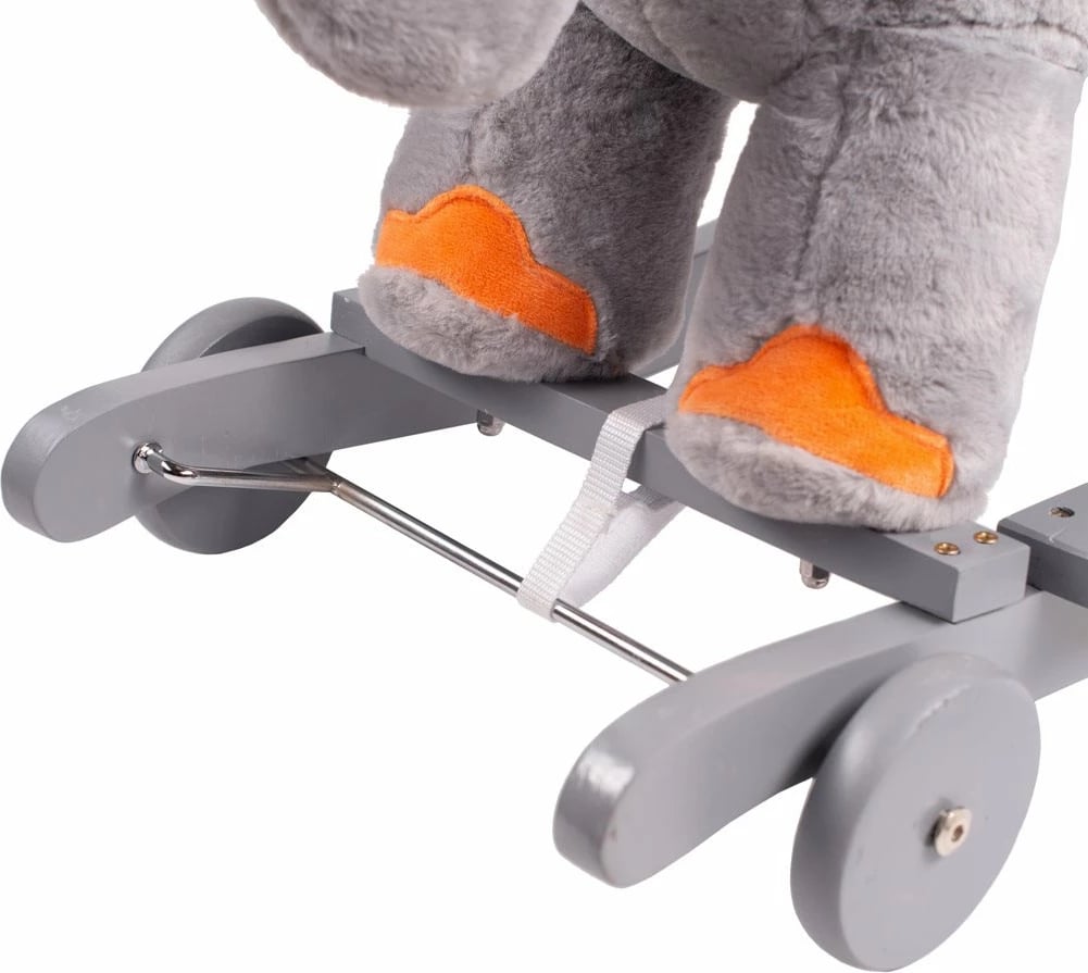Lodër lëkundëse 2-në-1 me rrota dhe melodi, PLAYTO, Elephant, sedilje ergonomike, deri 30 kg, gri
