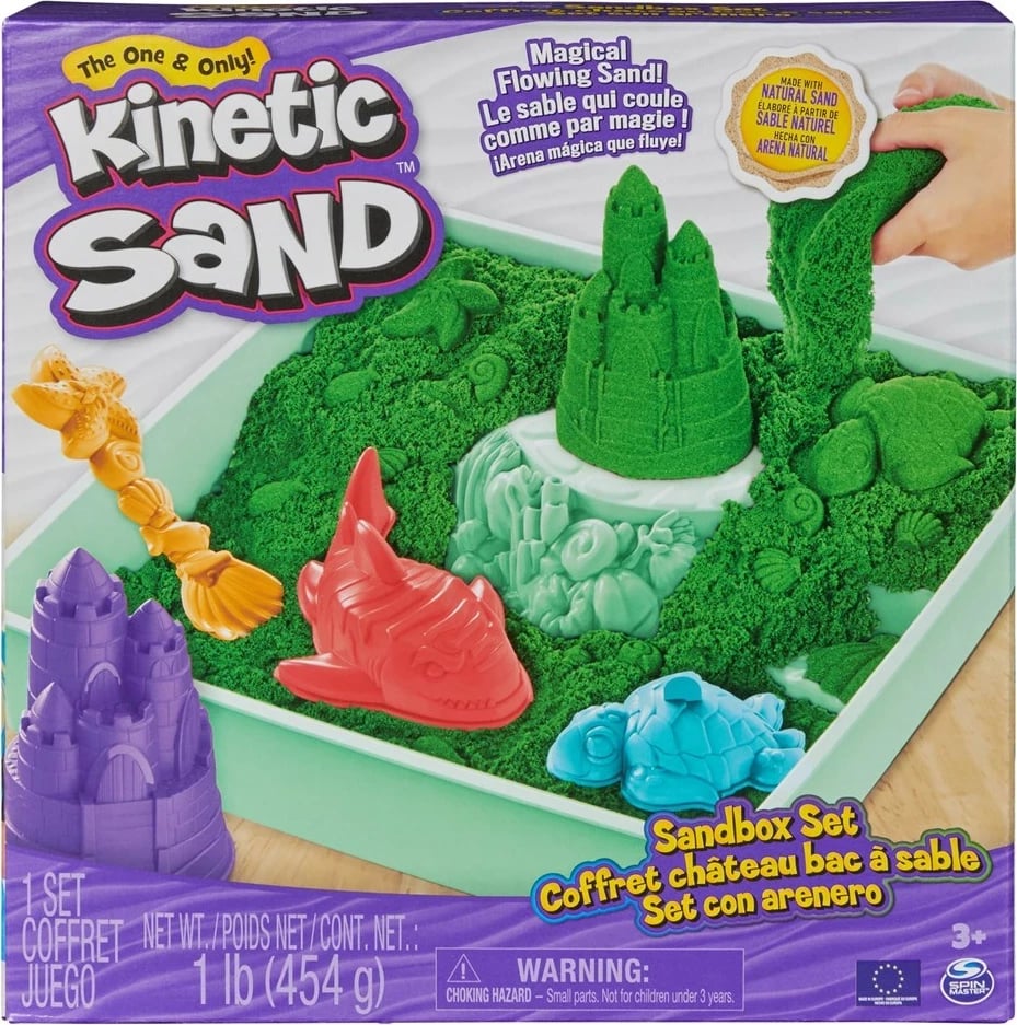 Set rërë kinetike SPIN MASTER, 1lb, me vegla dhe forma, Gjelbër