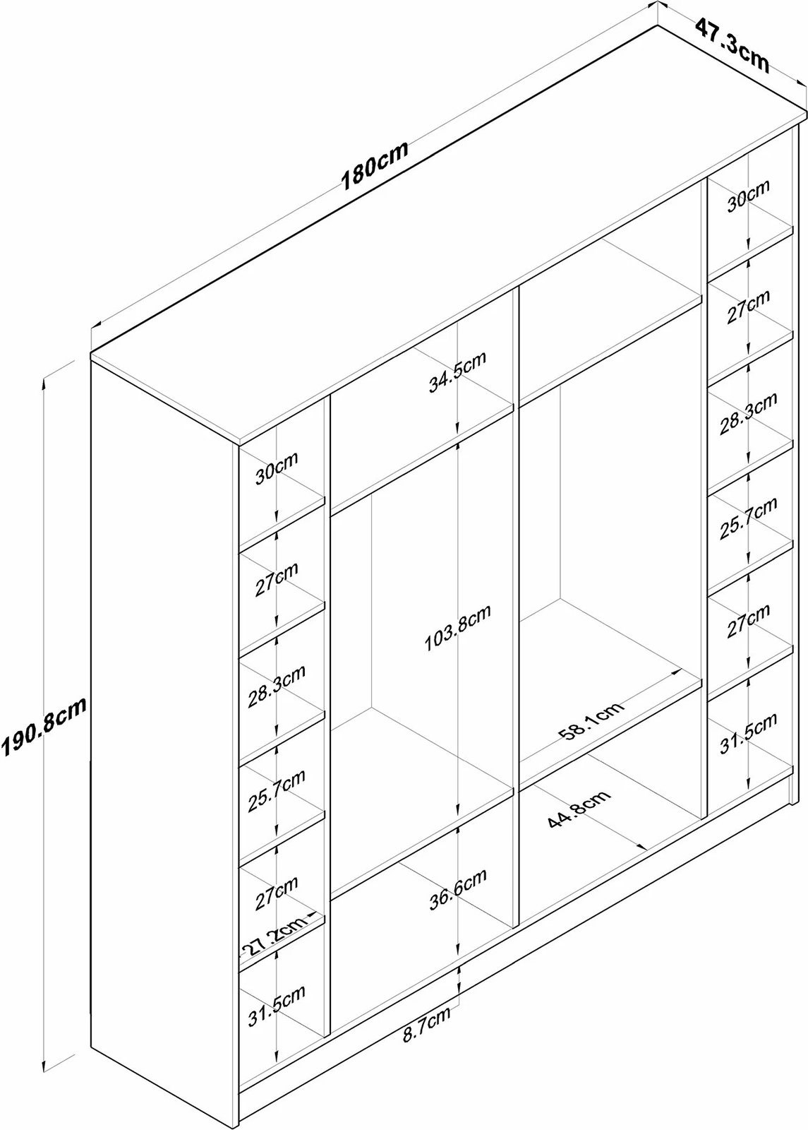 Dollap Hanah Home, BA114 - 2274, ngjyrë arrë dhe e bardhë