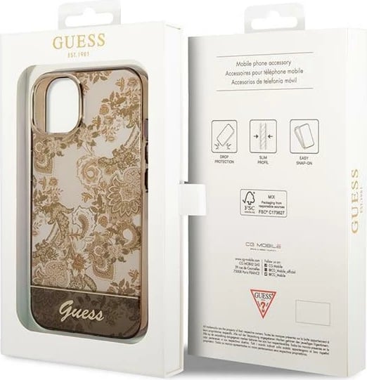 Mbështjellës Guess GUHCP14MHGPLHC për iPhone 14 Plus 6.7", Porcelain Collection, bezhë Mbështjellës Guess GUHCP14MHGPLHC për iPhone 14 Plus 6.7", Porcelain Collection, bezhë