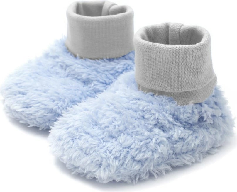 papuça bebe dimri New Baby Nice Bear, 0-5 muaj, dy shtresa pambuk/fleece, me krahëz shtrënguese, blu/gri