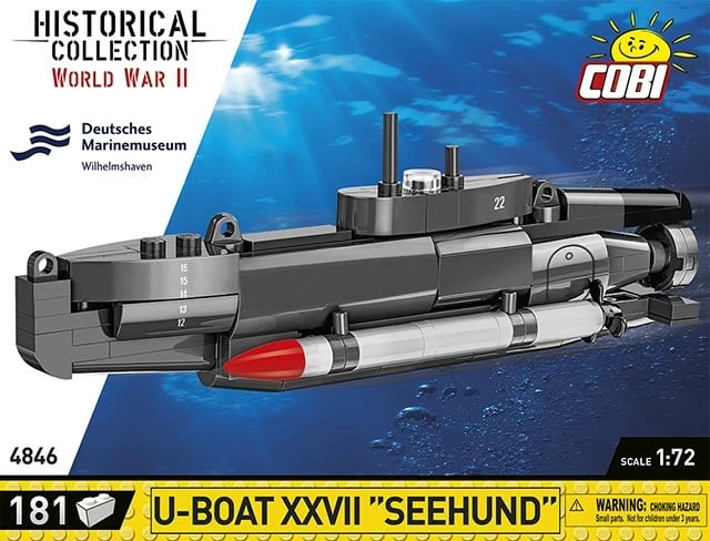 Set blloqesh Cobi Klocki U-Boat XXVII Seehund, 181 pjesë, plastikë, gri/zezë