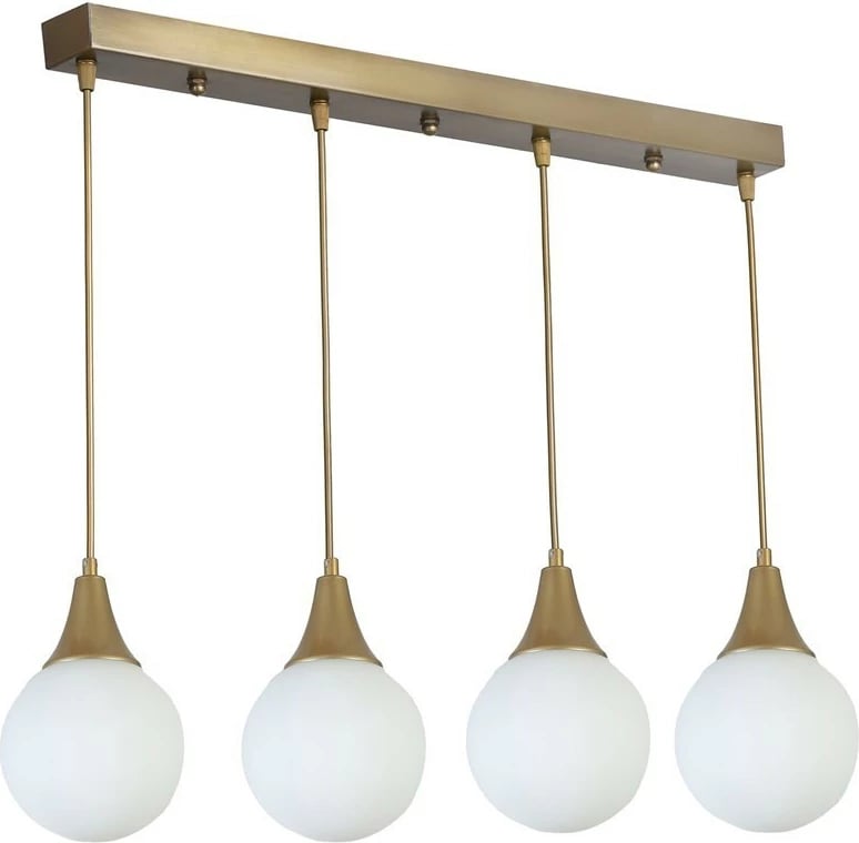 Llambë tavani Opviq Afra, 4 vendesh, metal i artë dhe xham i bardhë