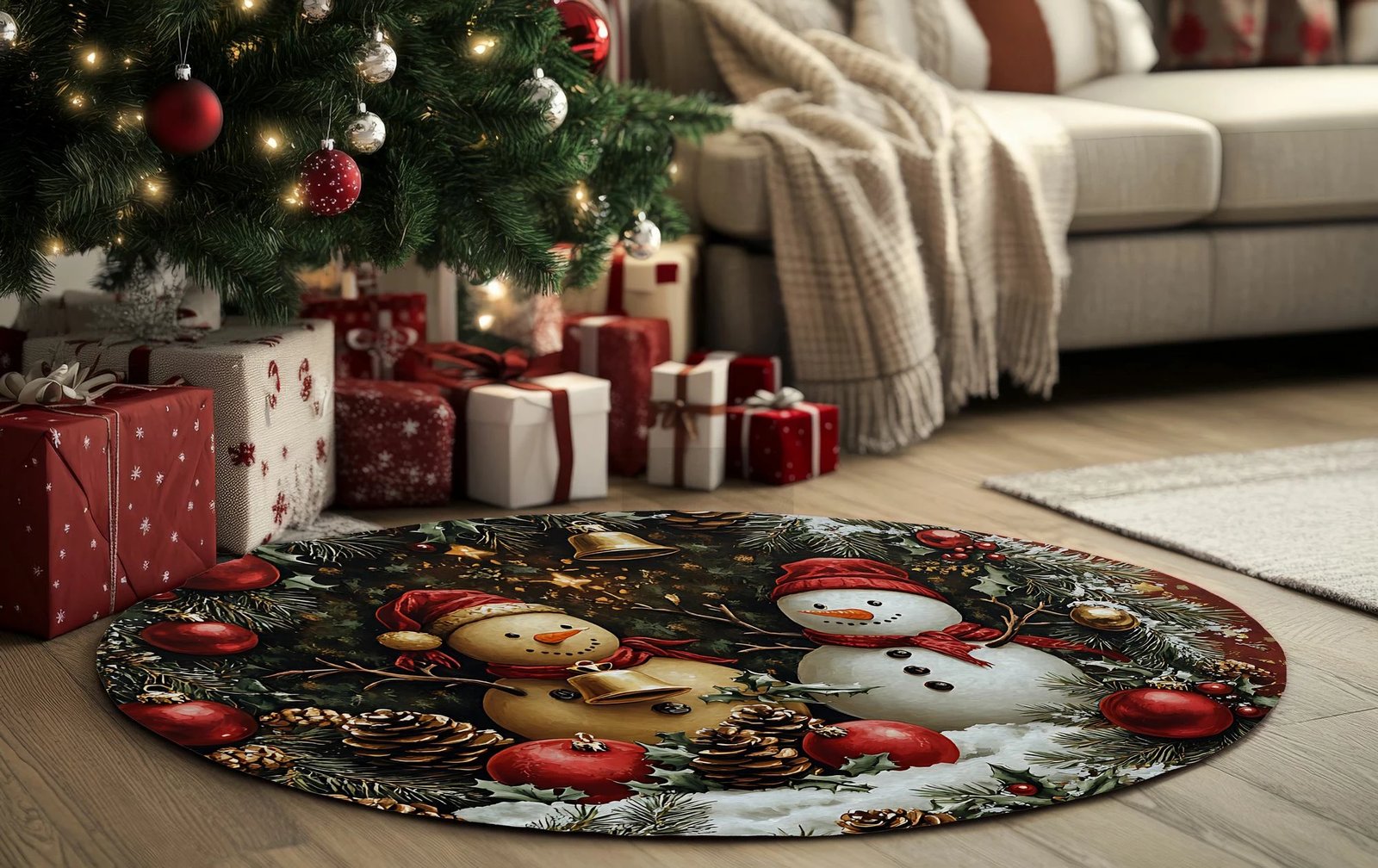 Qilim i rrumbullakët, tematikë Krishtlindjesh, shumëngjyrësh, 100x100cm, Conceptum Hypnose, Crp-Yrlk26-10