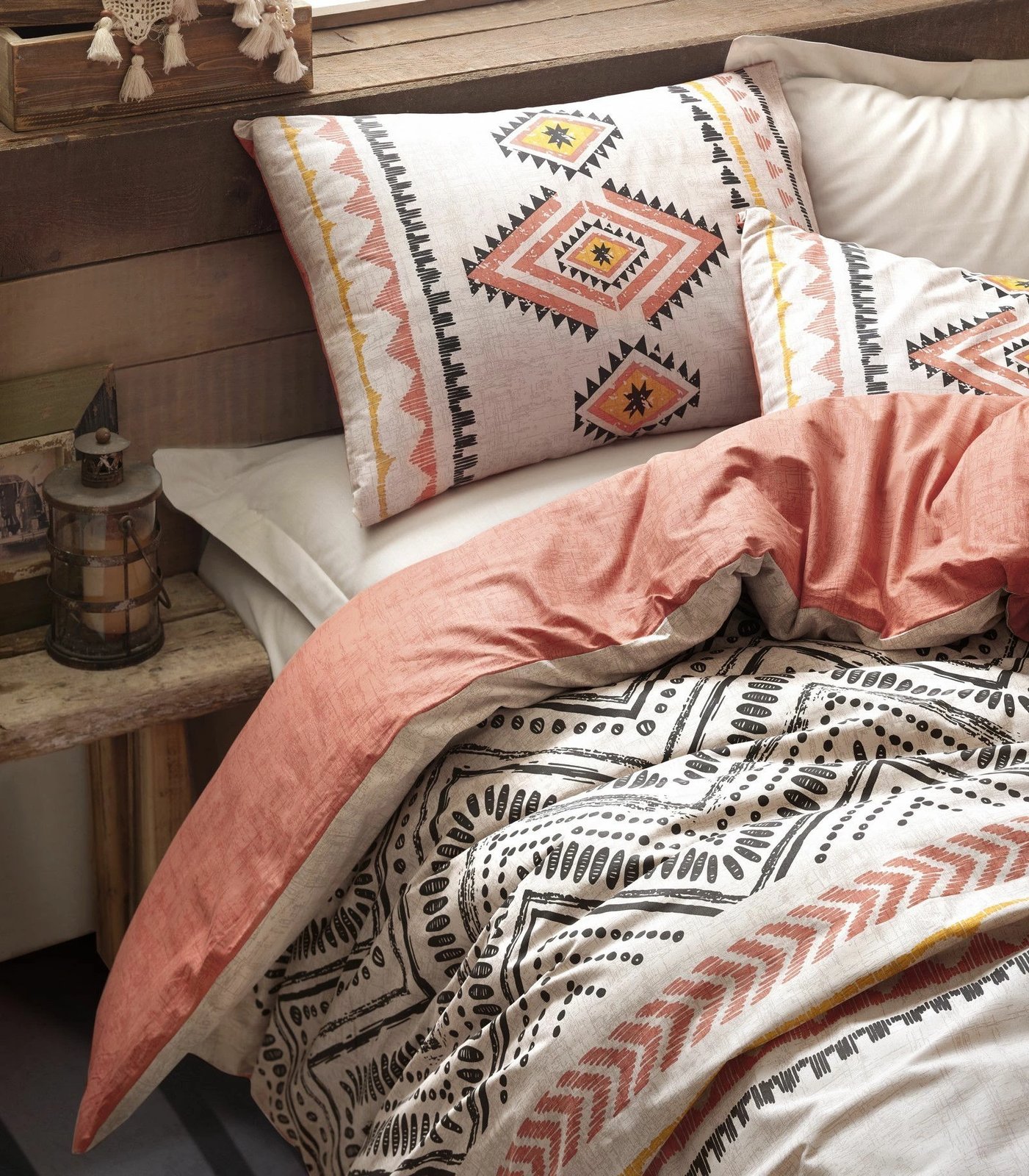 Set mbulesë për jorgan Super King, L'essentiel, ngjyrë e kuqe qeramike, 3 pjesë