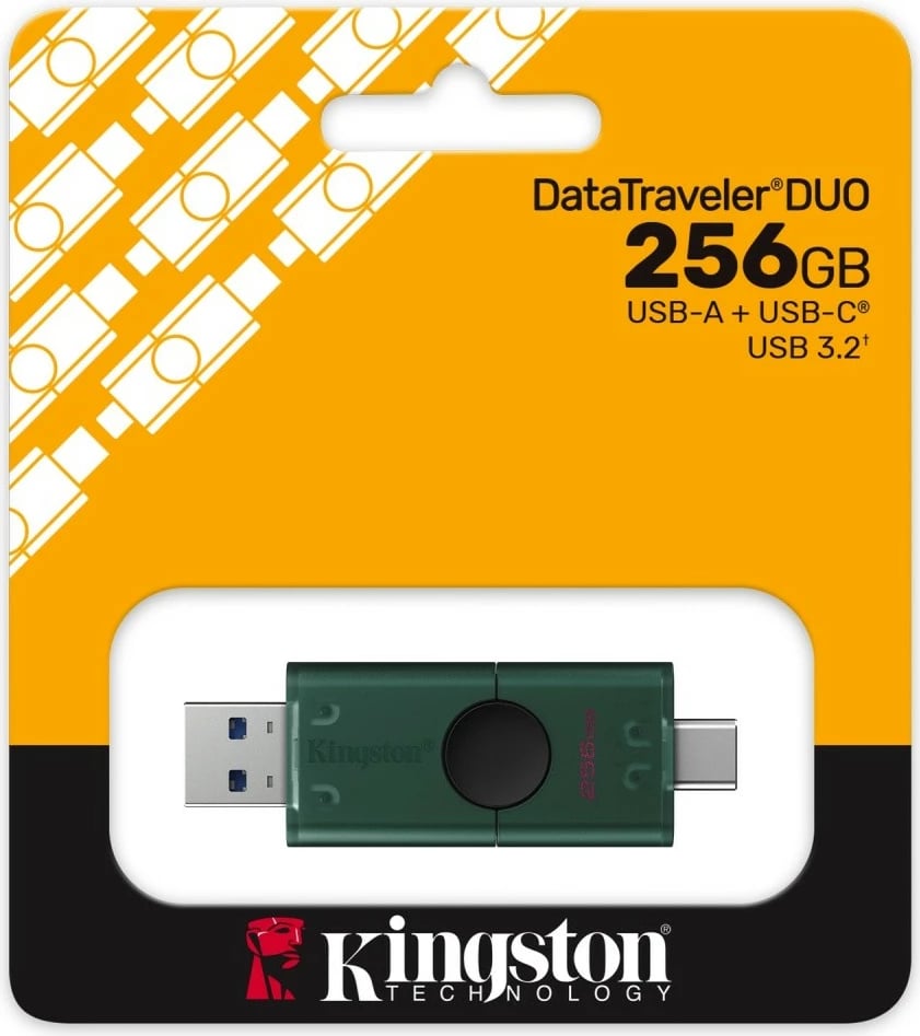 Pendrive Kingston Data Traveler DuoG2 256GB, USB-A/USB-C, Gjelbër