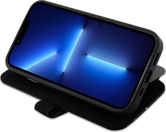 Mbështjellës BMW Leather Stamp Blue Lines për iPhone 14 Pro Max, 6.7", i zi, bookcase