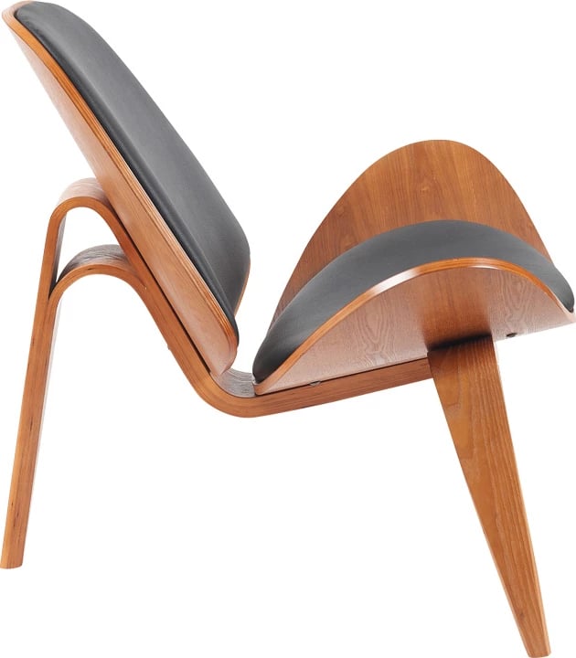 Fotelje Vilma, lëkurë sintetike e zezë, dru i arrës, 90x76.5x74.5cm