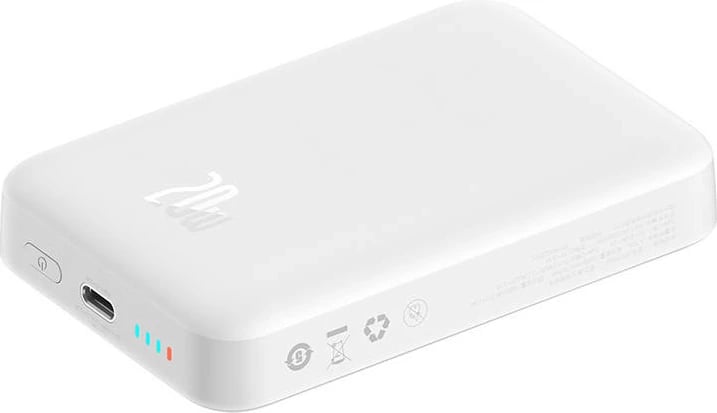 Powerbank Baseus Magnetic Mini 10000mAh, USB-C 20W, MagSafe, e bardhë