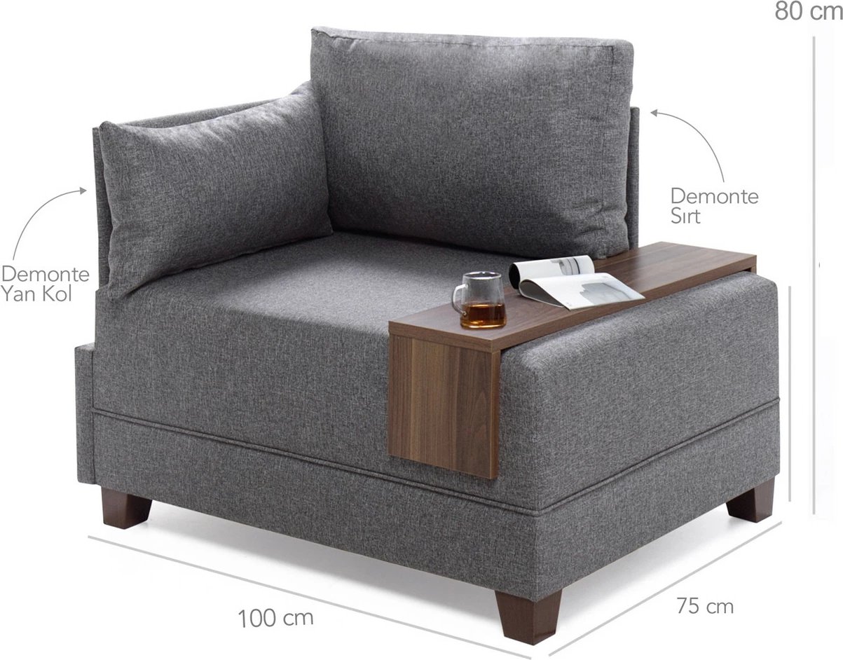 Karrige një vendëshe Fly Left, ngjyrë e kaltër e çelët, Atelier del Sofa