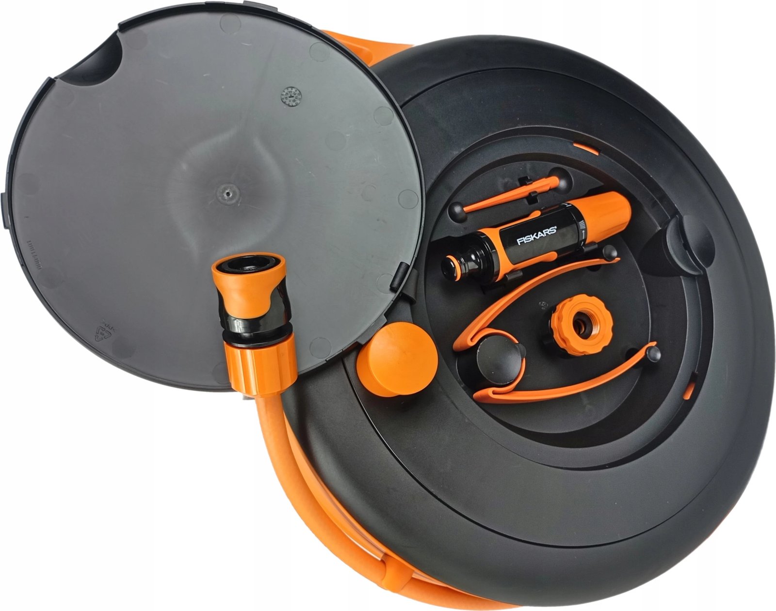 Rrotë rrotulluese uji Fiskars, me 15 zorrë, S, zezë/ portokalli Rrotë rrotulluese uji Fiskars, me 15 zorrë, S, zezë/ portokalli