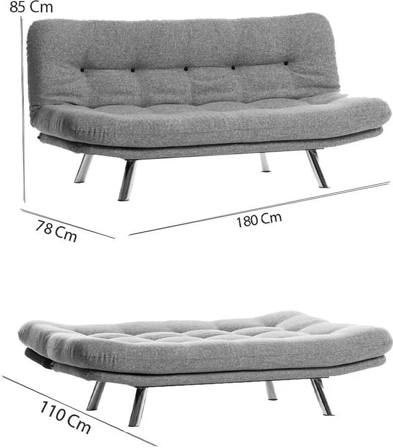 Krevat-sofa treshe, Atelier del Sofa, Misa Small, ngjyrë gri e çelët