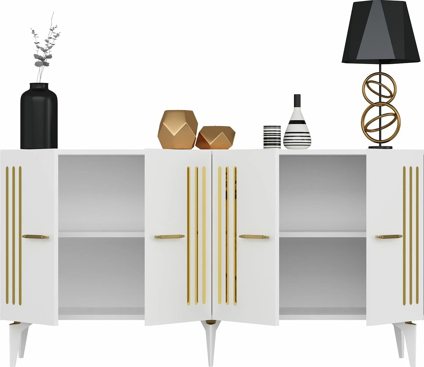 Konsolë Skye Decor, e bardhë, ari