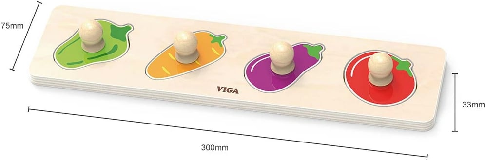 Puzzle druri me perime me kunja, Viga, për 12m+, 300x75x33 mm, shumëngjyrëshe, set 4 pjesë