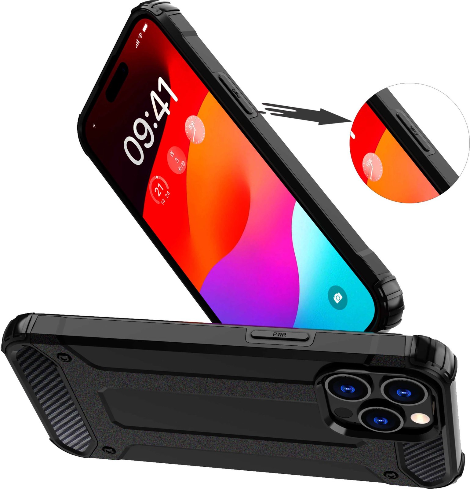 Mbështjellës Hurtel Hybrid Armor për iPhone 15 Pro Max, i zi