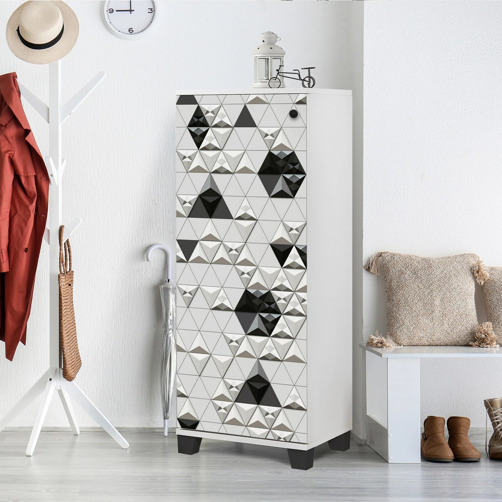 Dollap për këpucë Skye Decor, Filinta 803, bardhë/zi