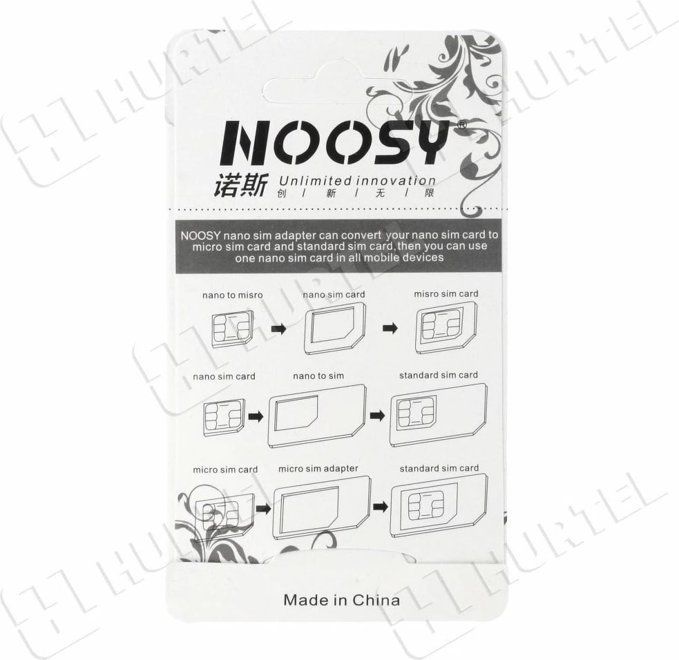 Set adapterësh SIM Hurtel Noosy 3in1 me çelës, Bardhë