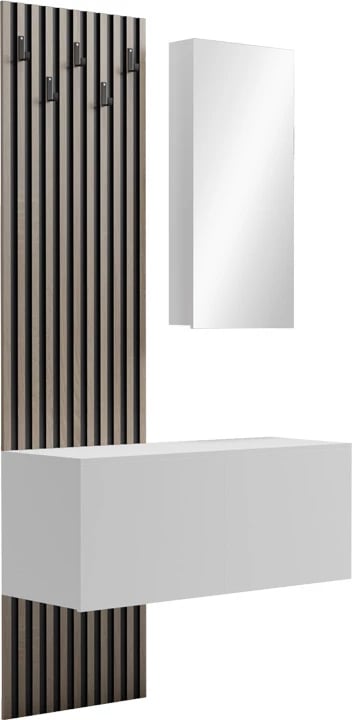 Mobilje korridori Arika me pasqyrë, ngjyrë e bardhë-sonoma, 100x37.1x199.5cm