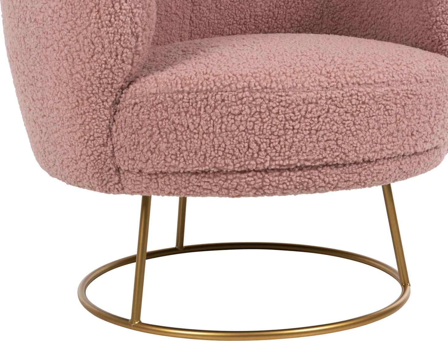 Karrige ARIEN FH8403.22, stof boucle, ngjyrë rozë e zbehtë, bazë metalike ari, 78x75x84H cm
