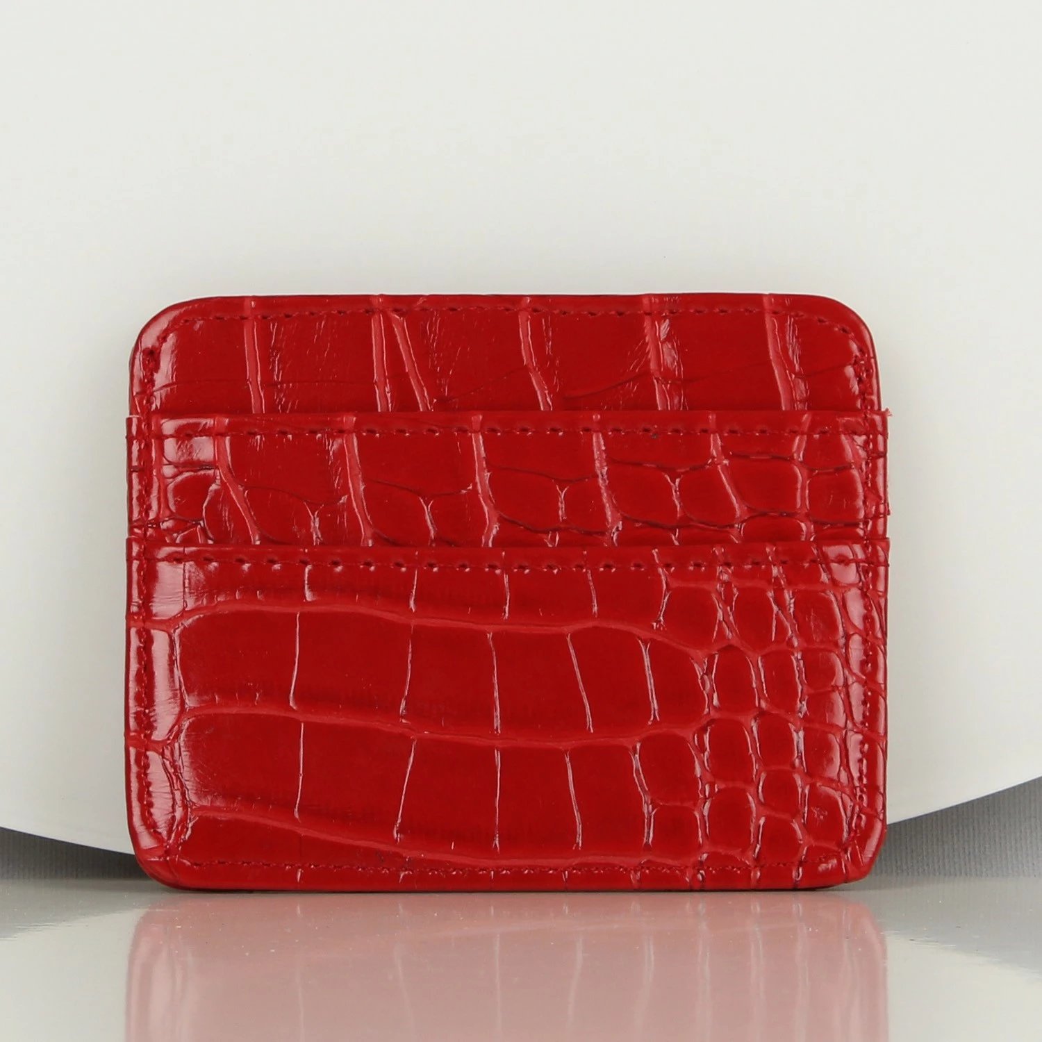 Portofol prej lëkure, mbajtës kartelash, i kuq, Zoozie Bags, 2514
