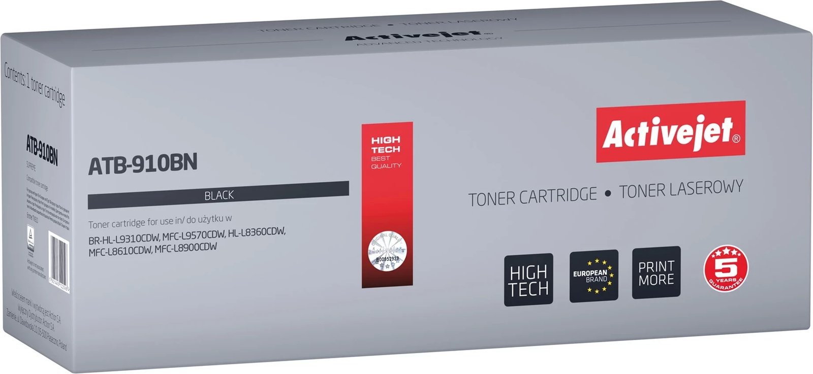 Toner Activejet ATB-910BN, zëvendësim për Brother TN-910BK, ngjyrë e zezë