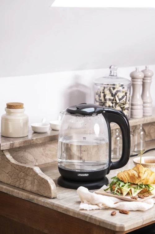 Vlojëse uji elektrike, Mesko, MS 1302, 1.7 L, xhami, 2200 W, e zezë