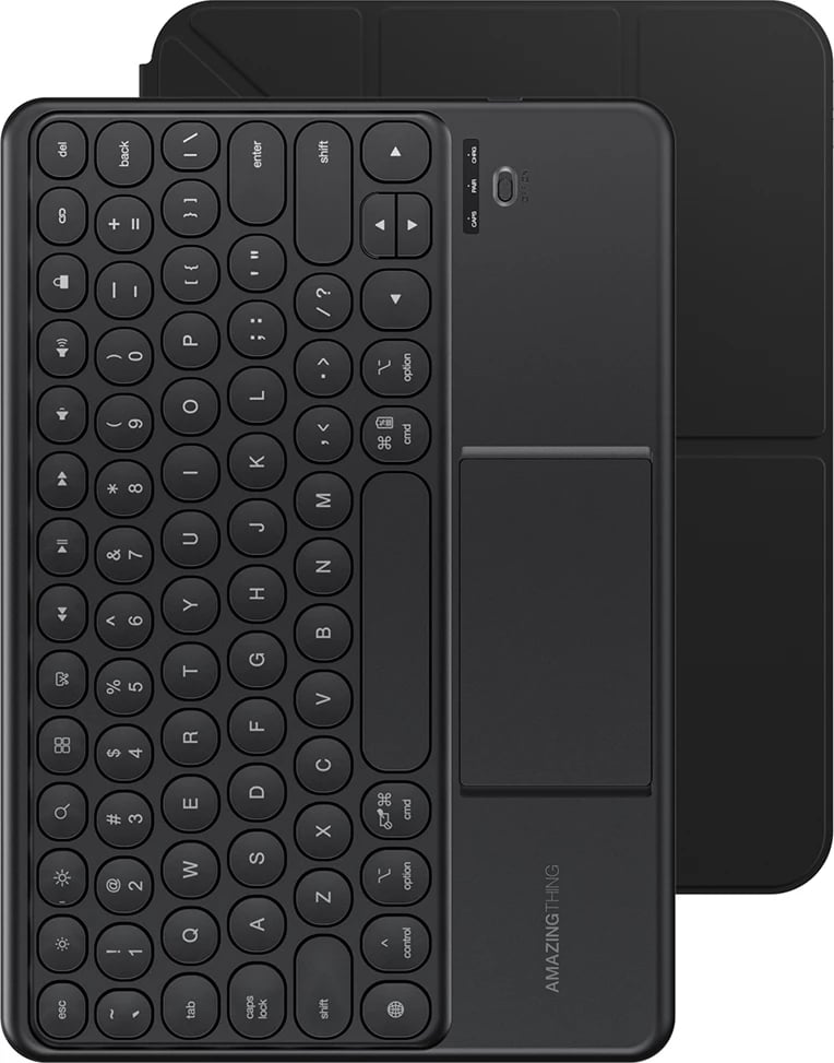 Mbështjellës me tastierë Bluetooth me touchpad, AmazingThing, Minimal Case KeyLite Combo, për iPad Air 11" (M3 2025), kënd i rregullueshëm, i zi