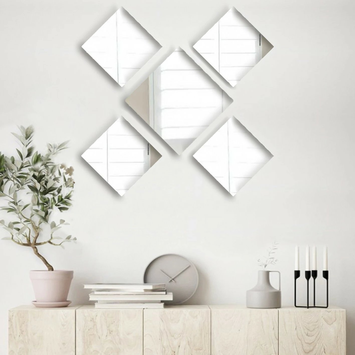 Set pasqyrash (5 copë), Wallity, SETAYNA_009, ngjyrë argjendi