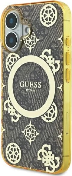 Mbështjellës Guess Peony On 4G MagSafe për iPhone 16, Kafe Mbështjellës Guess Peony On 4G MagSafe për iPhone 16, Kafe