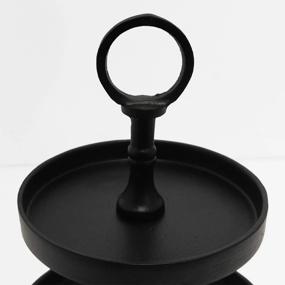 Stendë servirëse 3 nivele, alumin, e zezë, 20x20x35cm