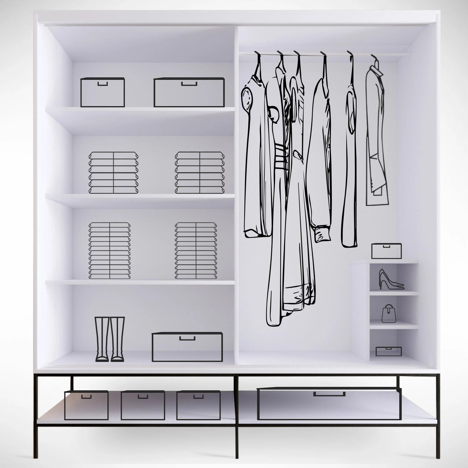 Dollap Skye Decor, Martin 190, bardhë, zi, ar