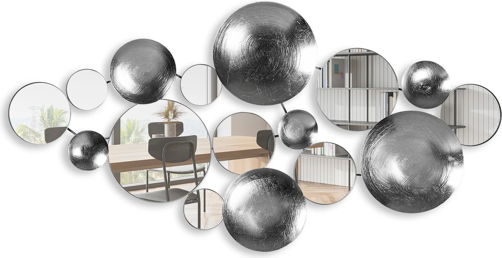 Aksesor dekorativ metalik për mur Wallity, Infinity - 3, shumëngjyrësh