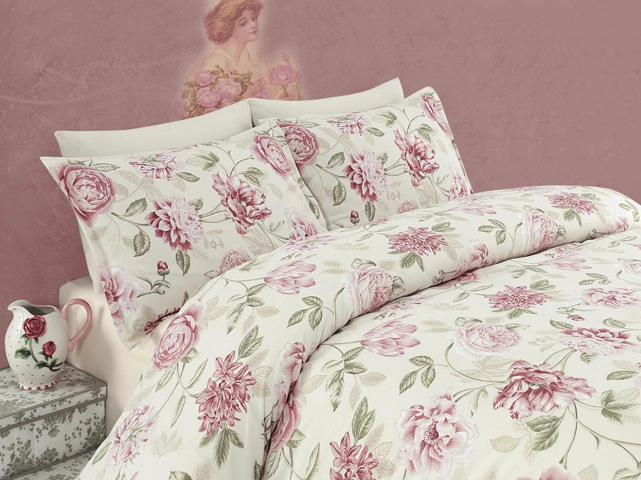 Set mbulesë për jorgan, një person, L'essentiel, Care, rozë