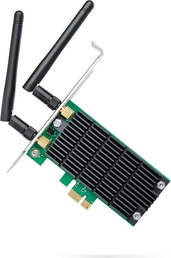 Kartë rrjeti WiFi TP-LINK Archer T4E, PCIe, AC1200, me 2 antena të jashtme, e zezë